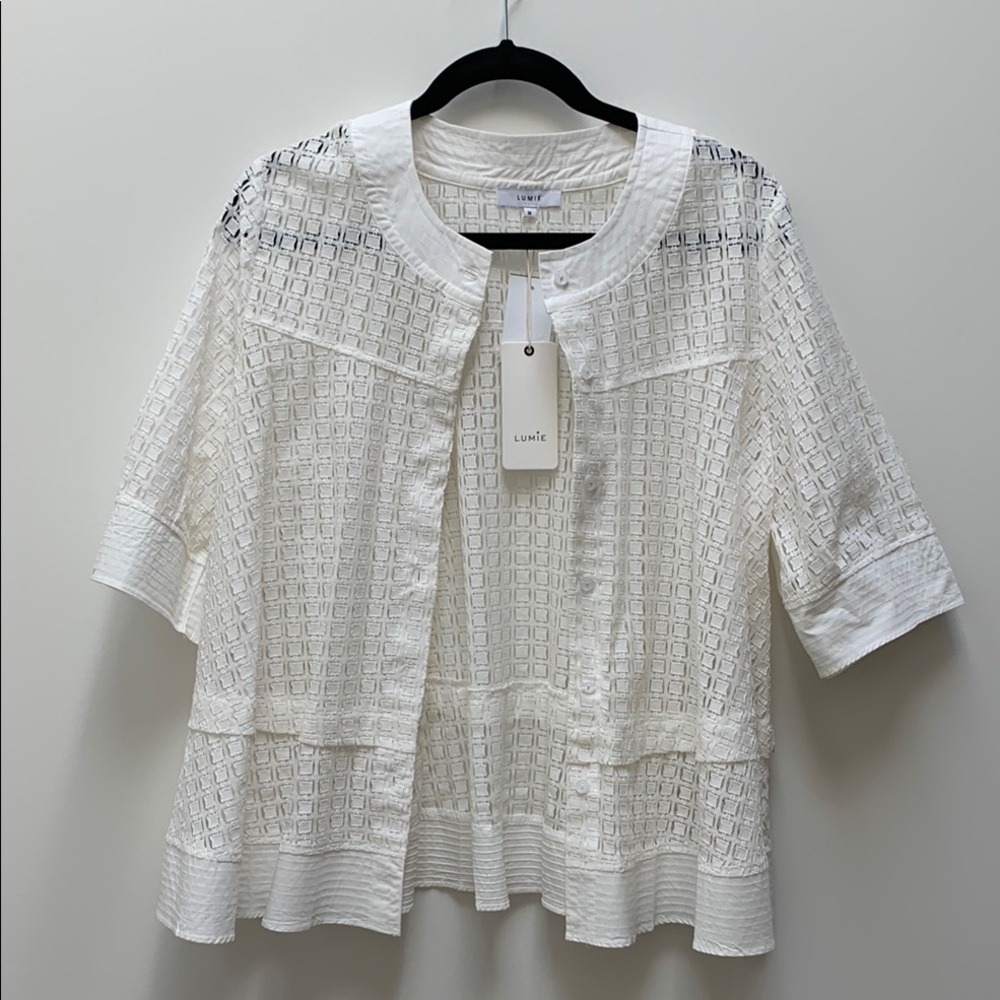 White Textured Women's Top